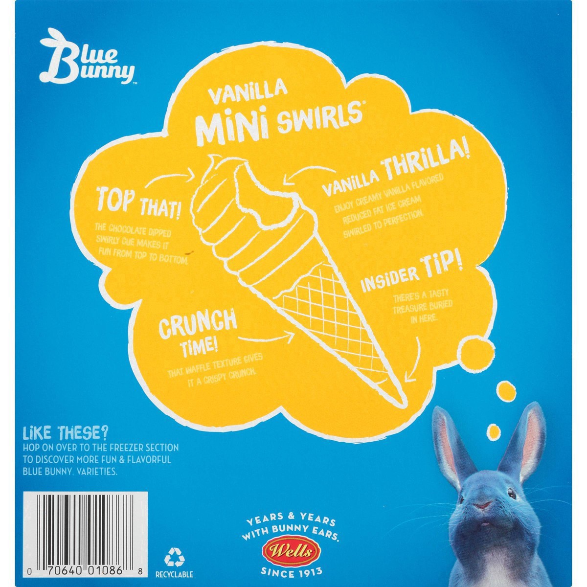 slide 38 of 40, Blue Bunny Mini Swirls Vanilla Cones, Frozen Dessert, 8 Pack, 8 ct