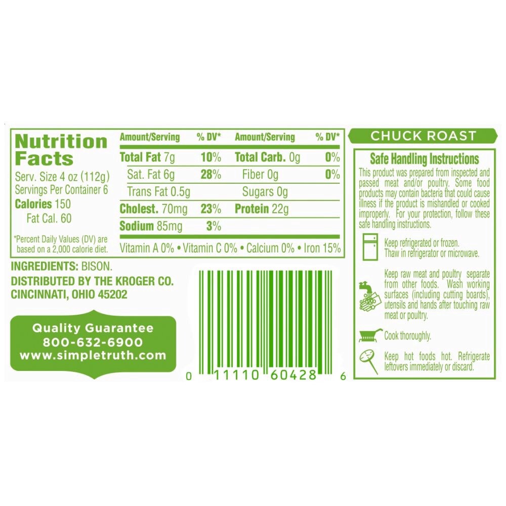 slide 2 of 3, Simple Truth Natural Bison Chuck Roast, 24 oz
