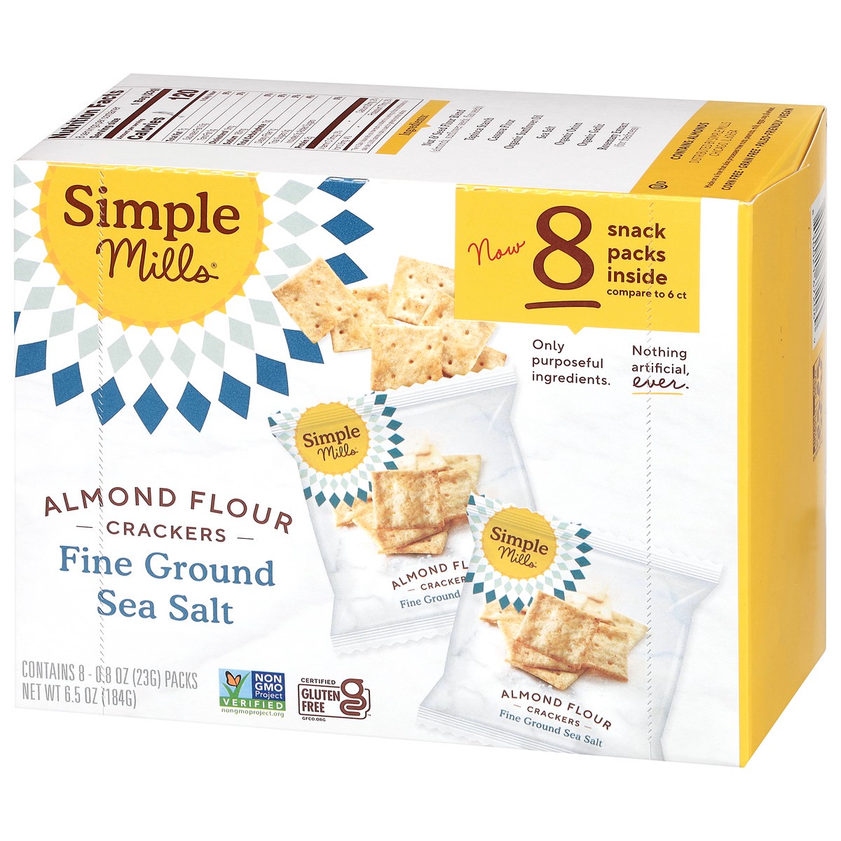 slide 12 of 17, Simple Mills Almond Flour Fine Ground Sea Salt Crackers 8 - 0.8 oz Packs, 8 ct
