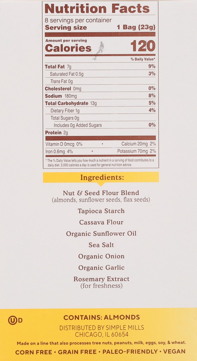 slide 10 of 17, Simple Mills Almond Flour Fine Ground Sea Salt Crackers 8 - 0.8 oz Packs, 8 ct