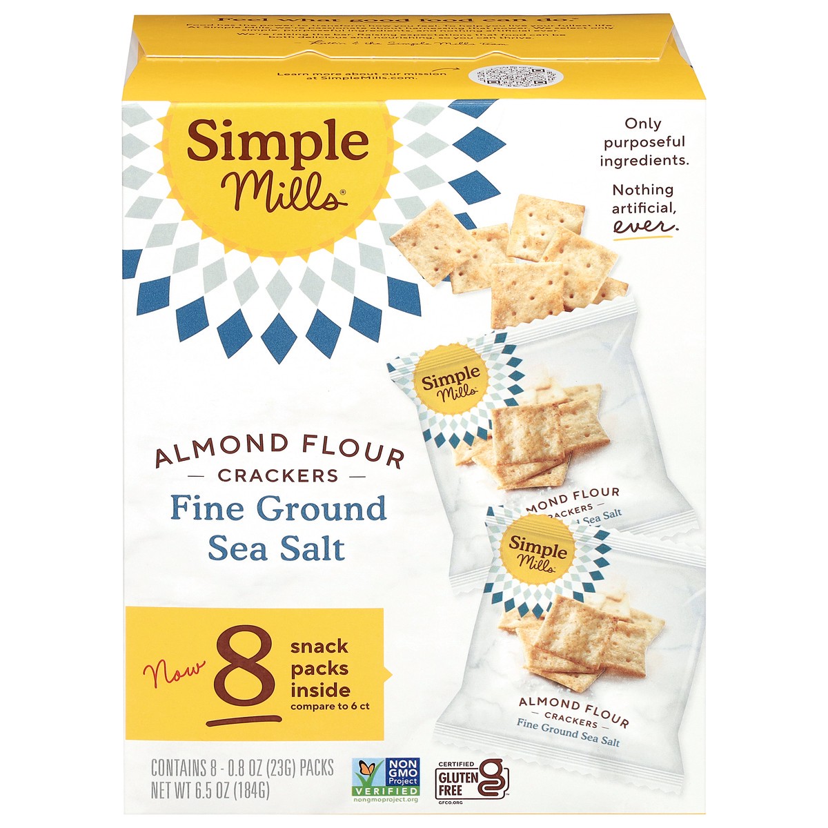 slide 5 of 17, Simple Mills Almond Flour Fine Ground Sea Salt Crackers 8 - 0.8 oz Packs, 8 ct