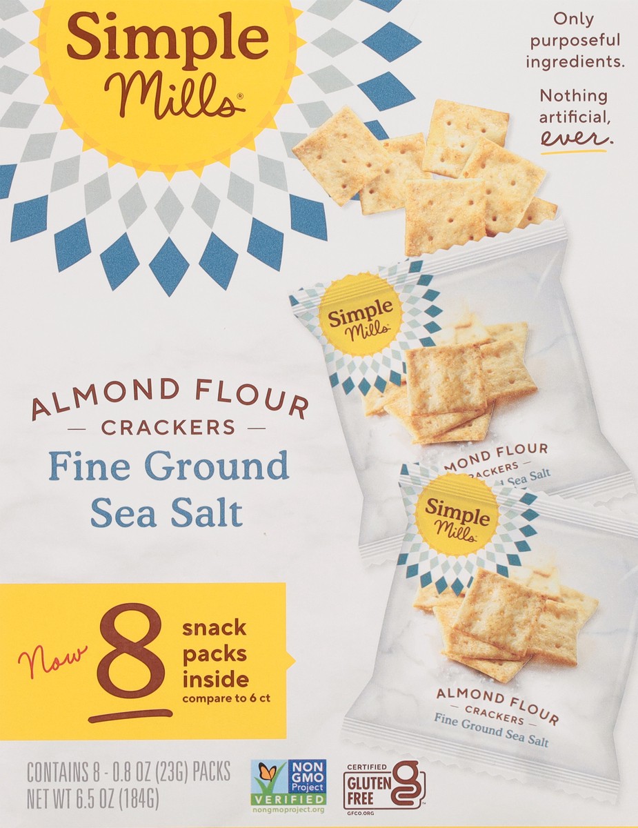 slide 8 of 17, Simple Mills Almond Flour Fine Ground Sea Salt Crackers 8 - 0.8 oz Packs, 8 ct