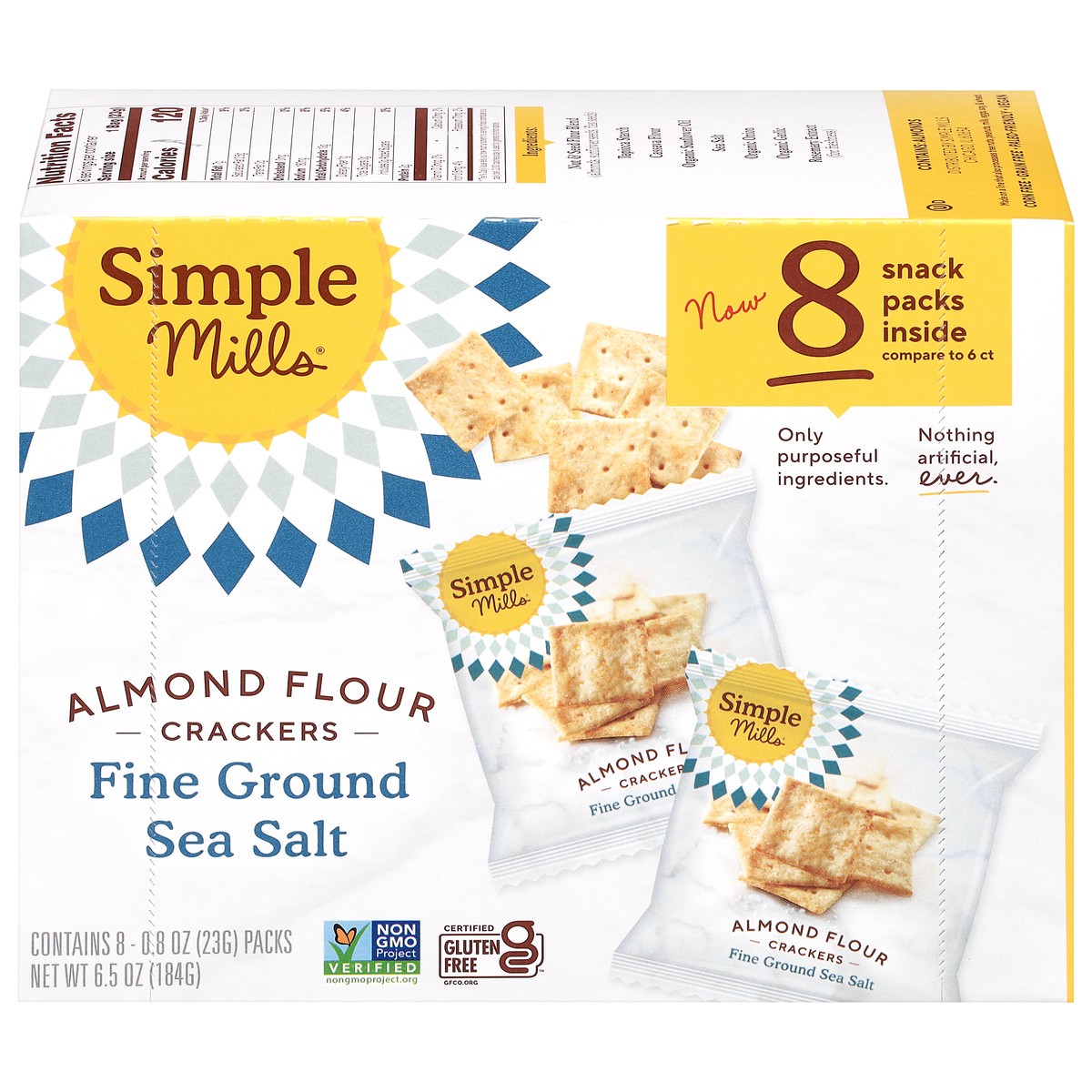 slide 16 of 17, Simple Mills Almond Flour Fine Ground Sea Salt Crackers 8 - 0.8 oz Packs, 8 ct