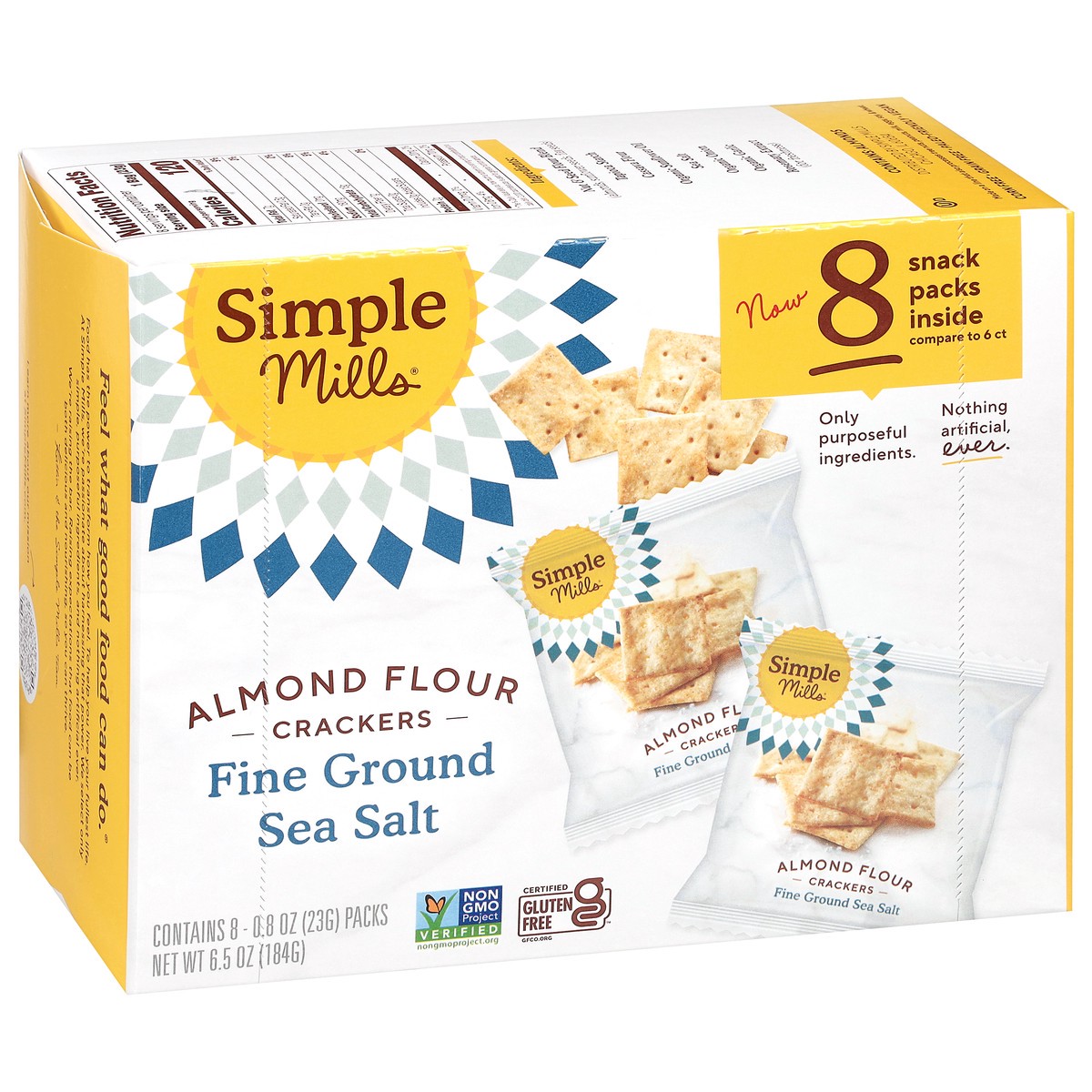 slide 3 of 17, Simple Mills Almond Flour Fine Ground Sea Salt Crackers 8 - 0.8 oz Packs, 8 ct