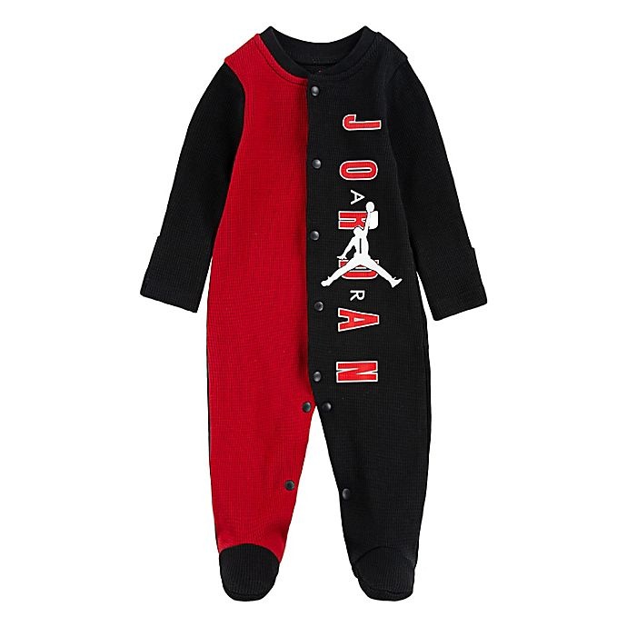 slide 1 of 3, Nike Jordan Newborn Half Court Footed Coverall - Red/Black, 1 ct