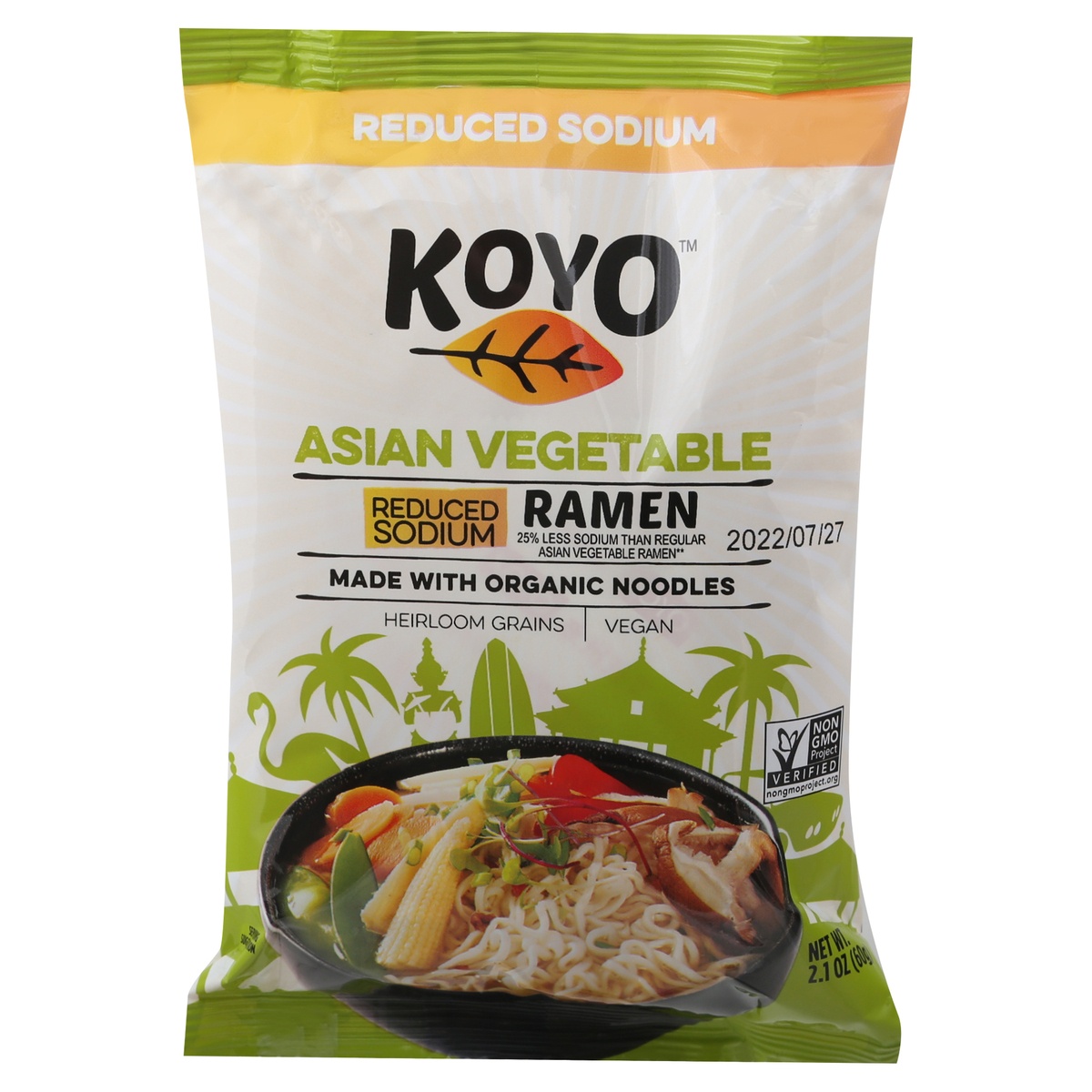 slide 1 of 1, Koyo Asian Vegetable Ramen Noodle Soup Reduced Sodium, 2 oz