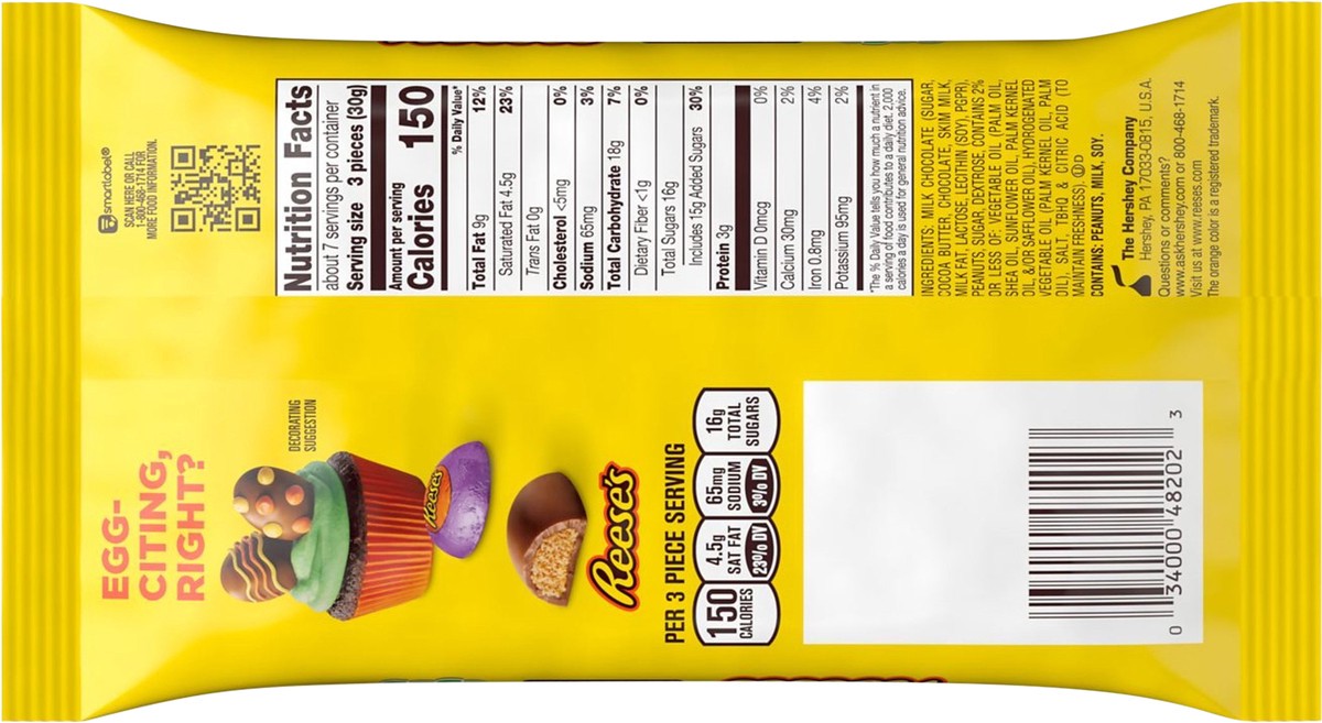 slide 3 of 3, REESE'S Milk Chocolate Peanut Butter Creme Eggs Candy, Easter, 7.4 oz, Bag, 7.4 oz
