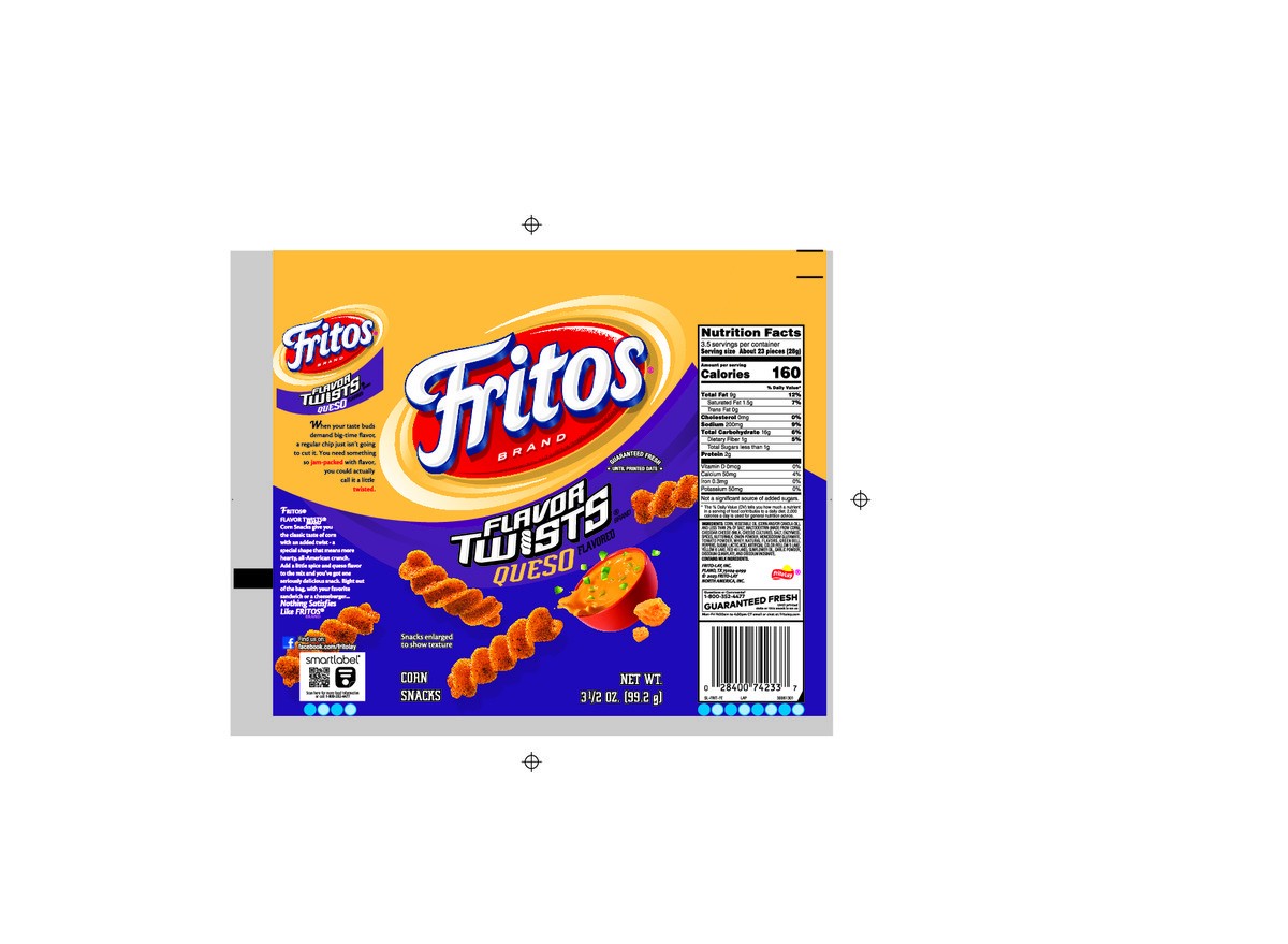 slide 3 of 7, Fritos Flavor Twists Corn Chips Queso Flavored 3.5 Oz,
