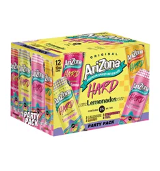 AriZona Hard Lemonade/Strawberry/Pink/Mango Lemonades with Real Juice Party Pack 12 - 12 fl oz Cans
