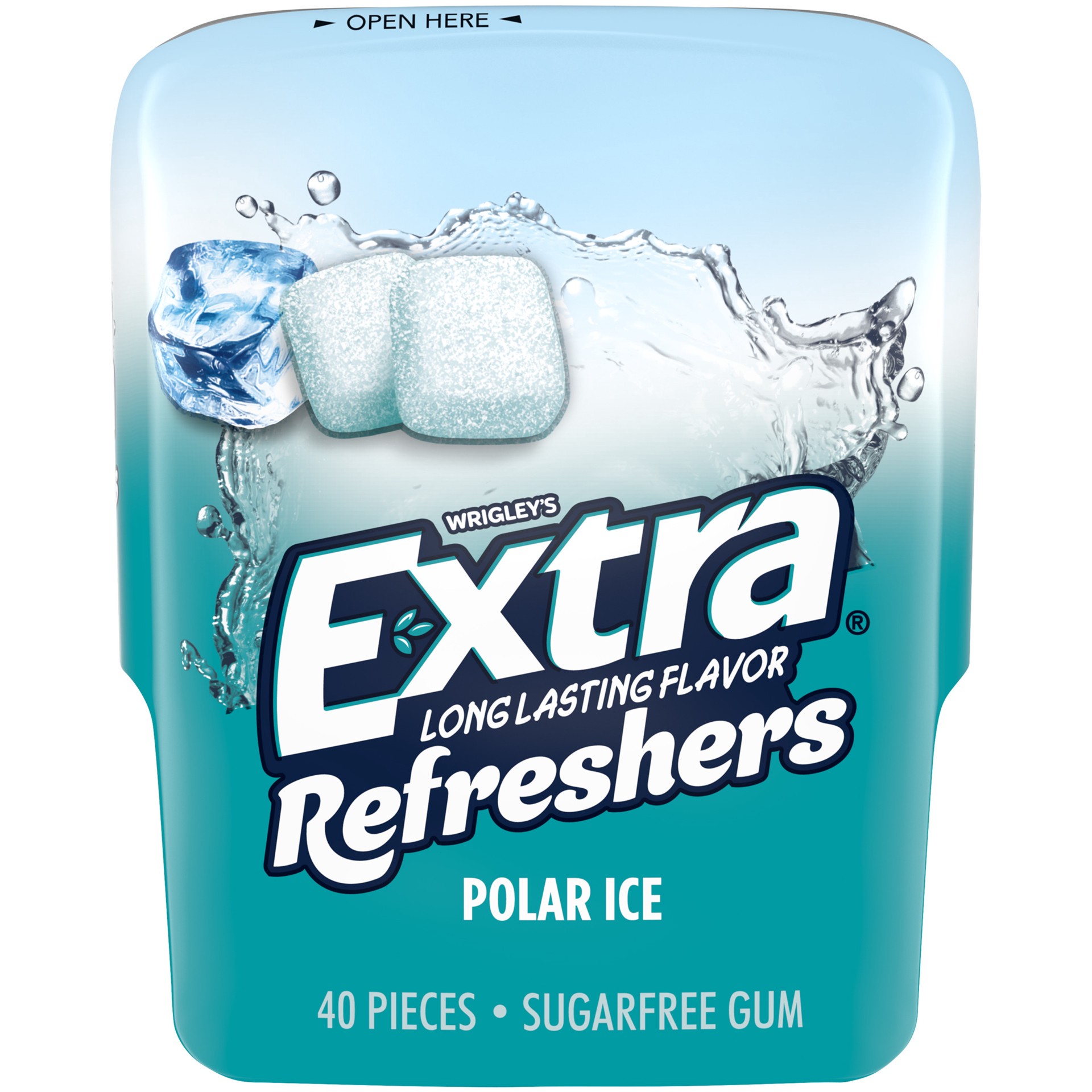 slide 1 of 9, EXTRA Gum Refreshers Polar Ice Sugar Free Chewing Gum, 40 Pieces Bottle, 40 pc