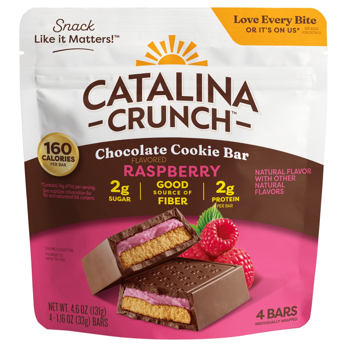 slide 1 of 9, Catalina Crunch Chocolate with Raspberry Flavor Cookie Bar, 4-1.16 oz Bars, 4 ct