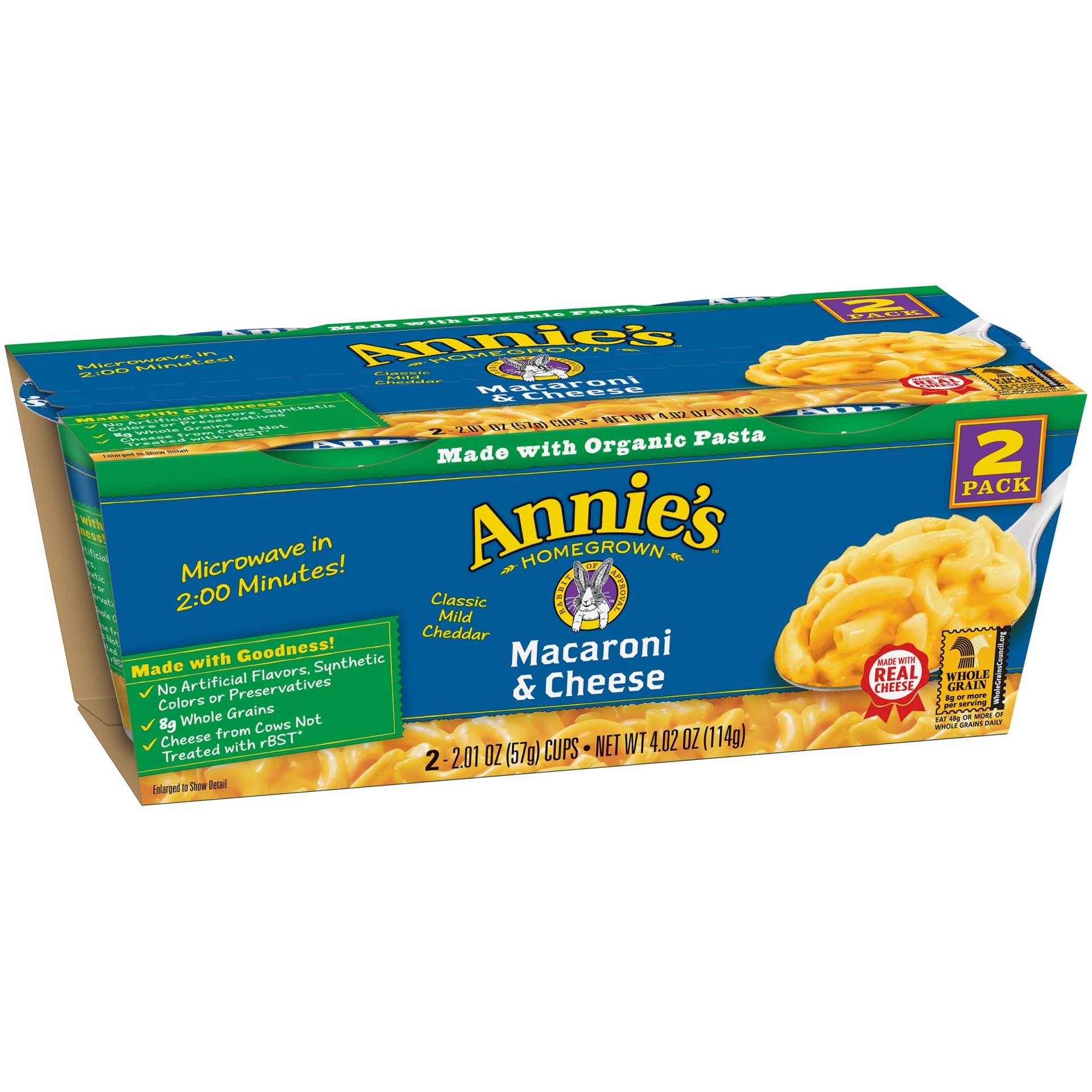 slide 1 of 1, Annie's Homegrown Macaroni & Cheese Microwave Cup, 2 ct