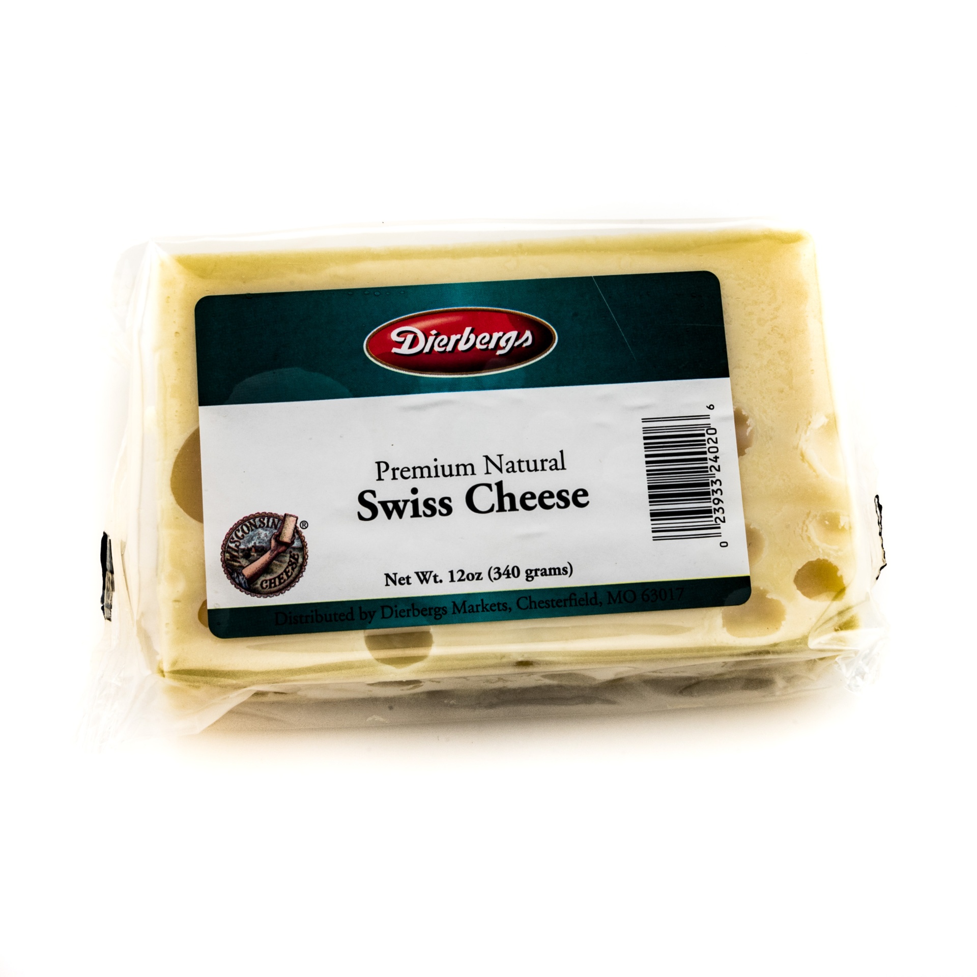 slide 1 of 1, Dierbergs Premium Swiss Cheese Chunk, 12 oz