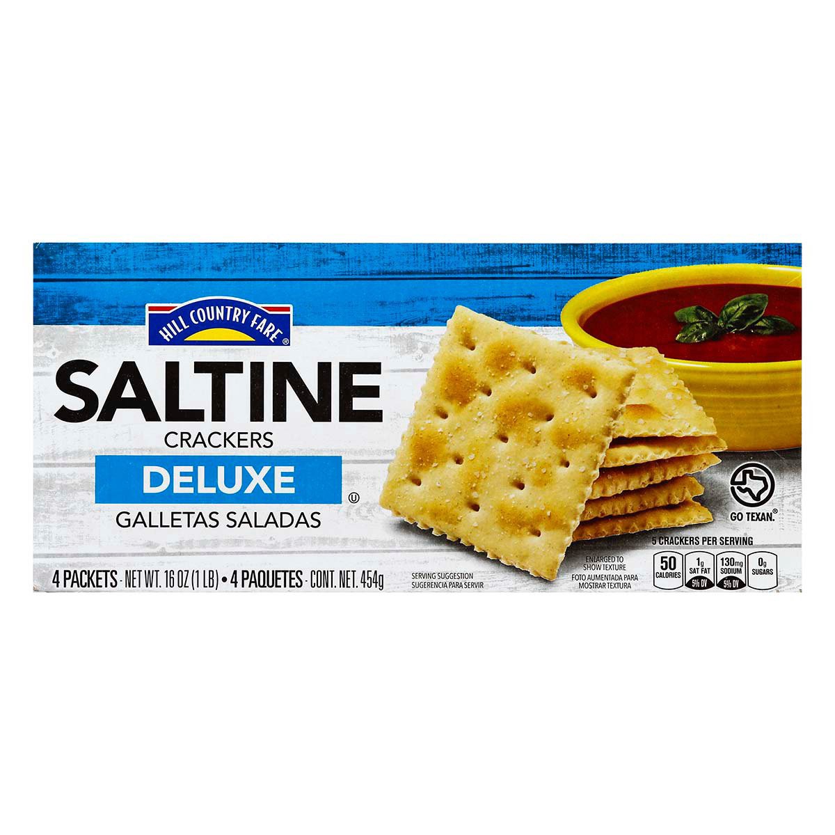 slide 1 of 1, Hill Country Fare Deluxe Saltine Crackers, 16 oz