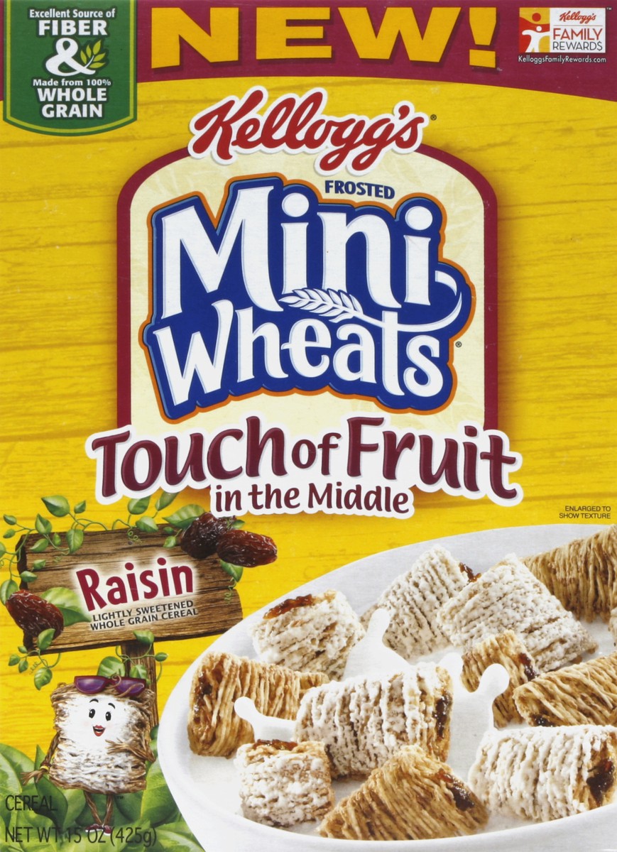 slide 5 of 6, Kellogg's Frosted Mini-Wheats Touch Of Fruit Raisin Cereal, 15 oz