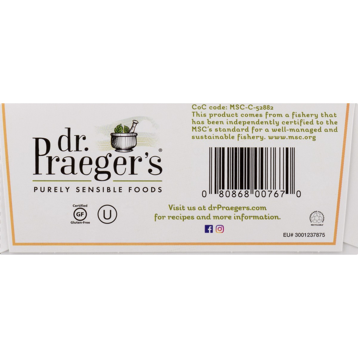 slide 8 of 10, Dr. Praeger's Gluten Free Black Bean Chipotle Pollock Burgers, 4 ct; 2.5 oz