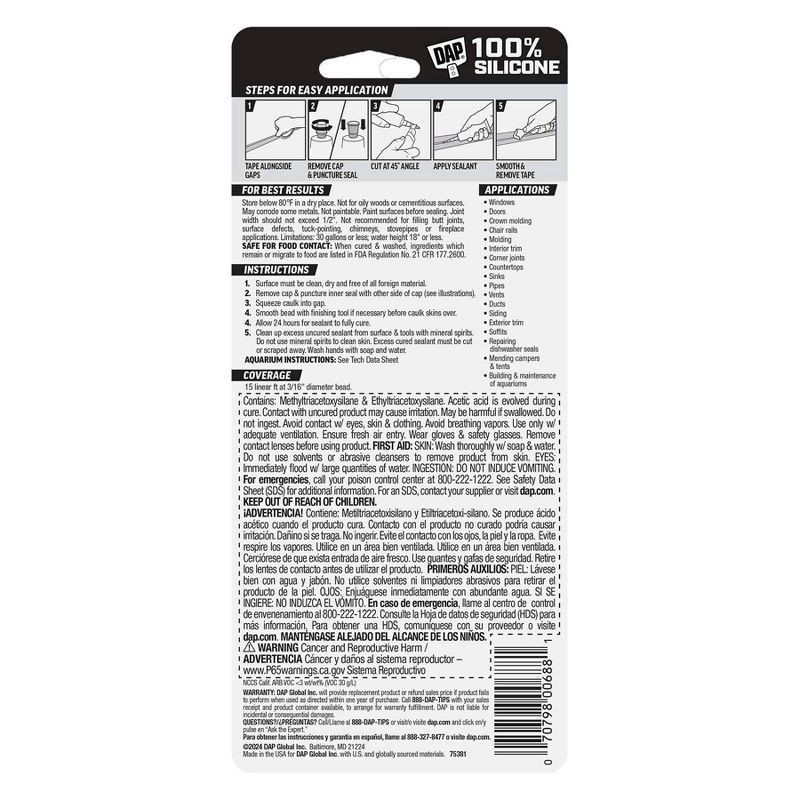 slide 3 of 6, DAP Silicone Aquarium Sealant - Clear, 1 ct