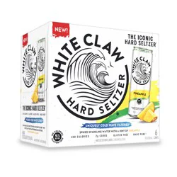 White Claw Hard Seltzer Pineapple, 6 Pack, 12 fl oz Cans, 5% ABV