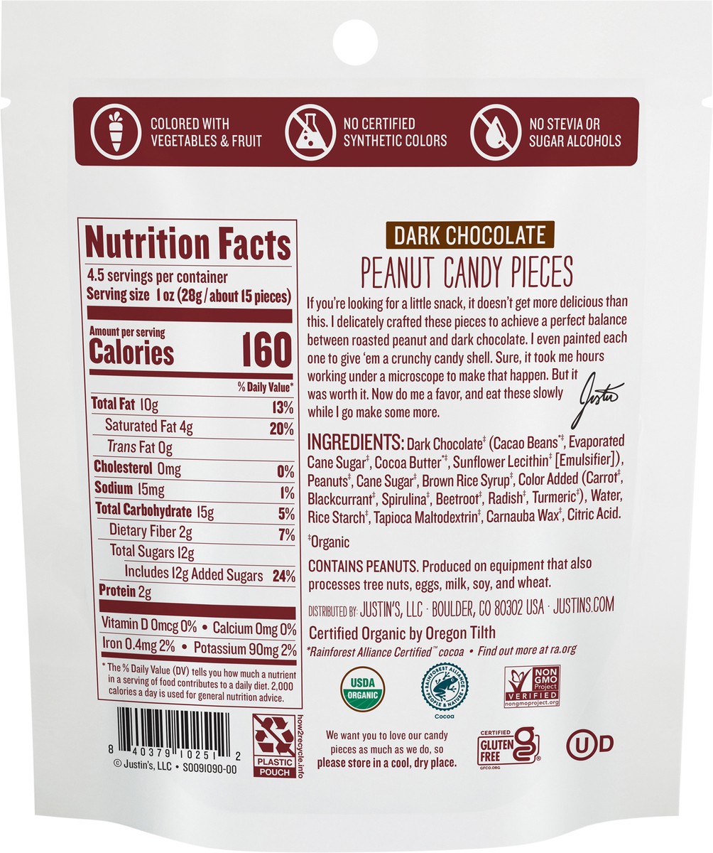 slide 10 of 11, Justin's Justin’s Organic Dark Chocolate Peanut Candy Pieces, 4.5oz, 4.5 oz