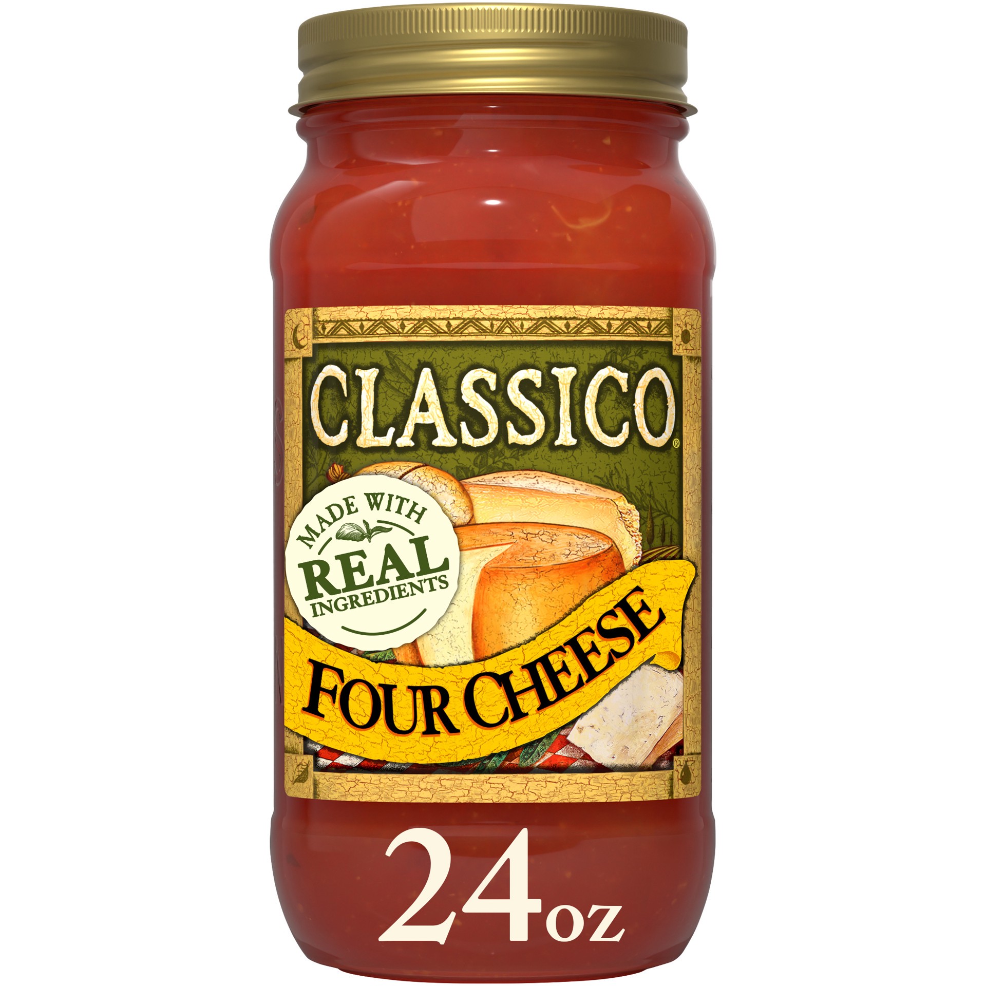 slide 1 of 5, Classico Four Cheese Pasta Sauce, 24 oz Jar, 24 oz