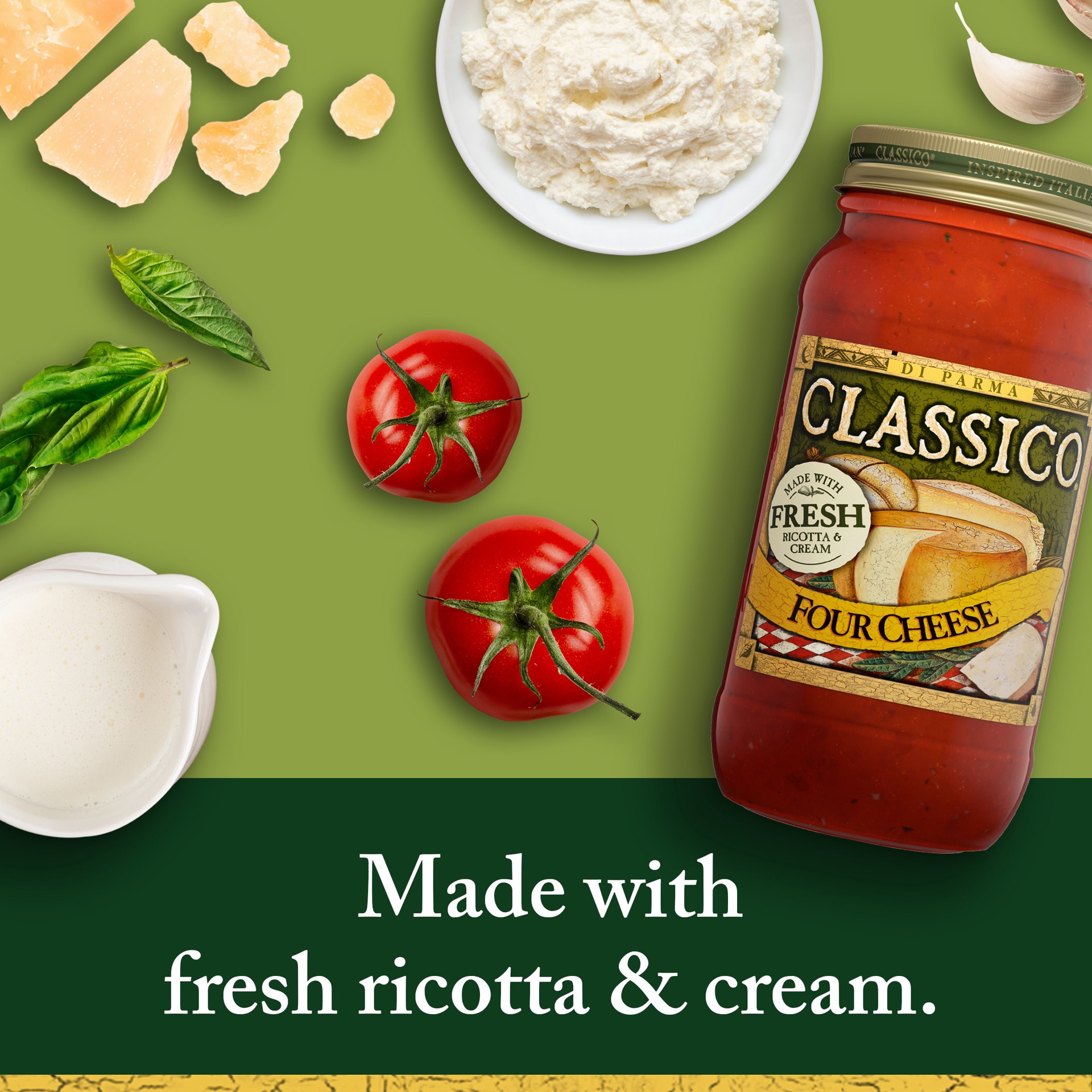 slide 5 of 5, Classico Four Cheese Pasta Sauce, 24 oz Jar, 24 oz
