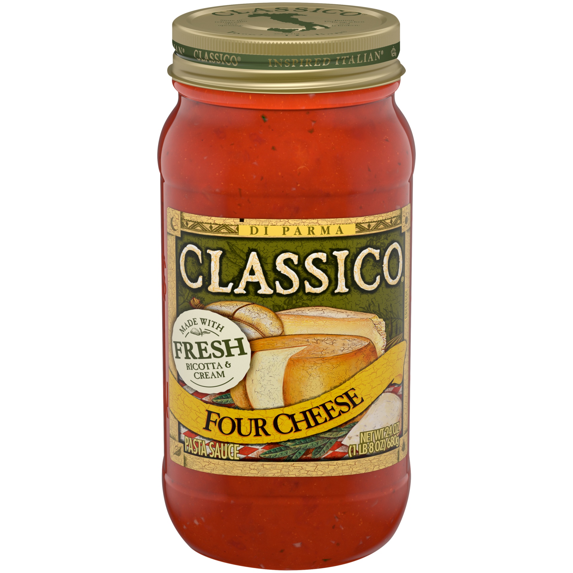 slide 1 of 8, Classico Four Cheese Pasta Sauce, 24 oz