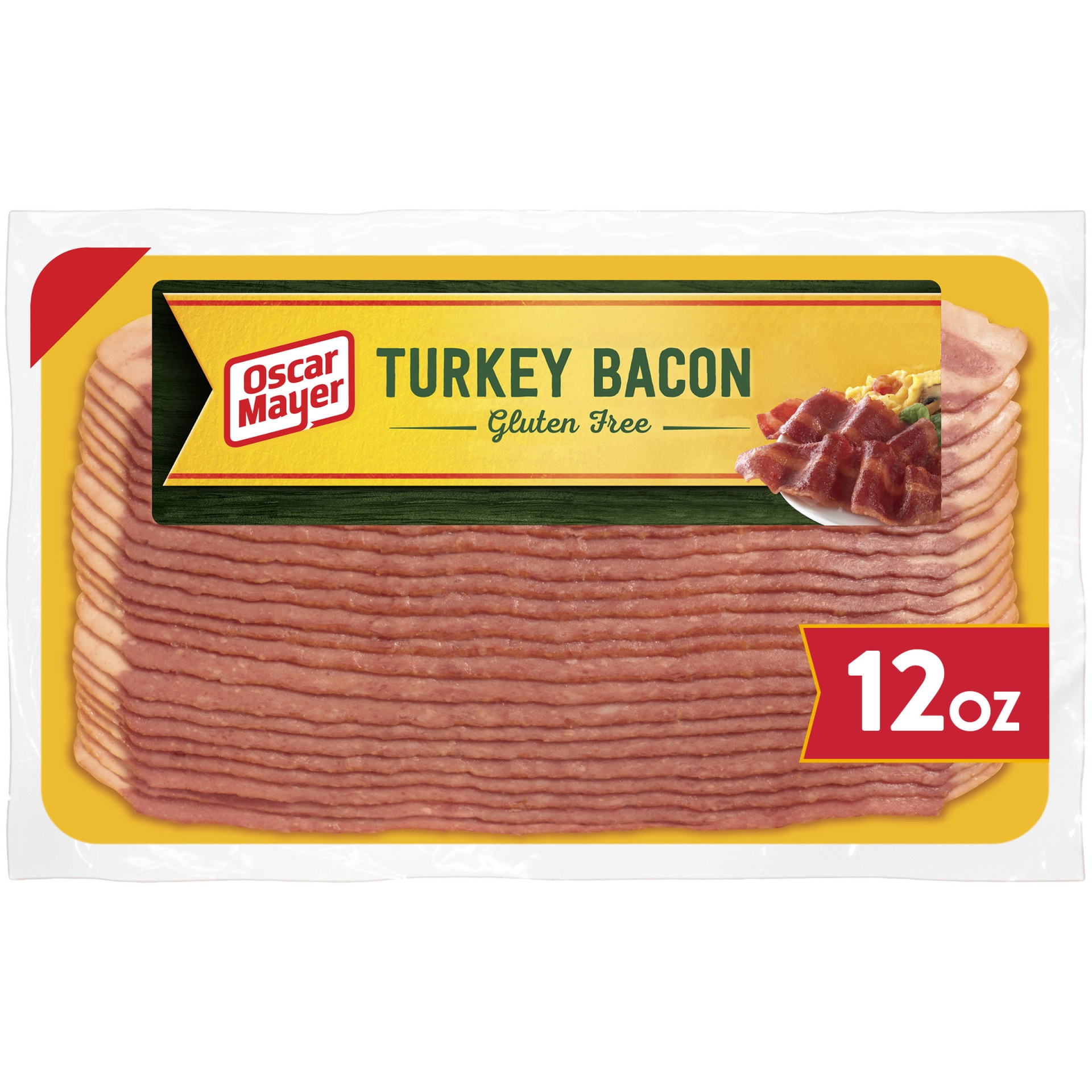 slide 1 of 12, Oscar Mayer Fully Cooked & Gluten Free Turkey Bacon with 58% Less Fat & 57% Less Sodium Pack, 21-23 slices, 12 oz