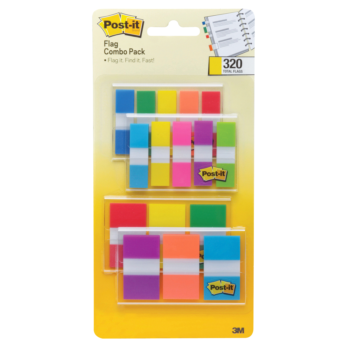 slide 1 of 2, Post-it Flags Assorted Color Combo Pack, 320 ct