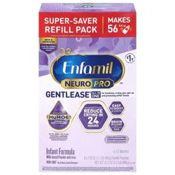 Enfamil Neuro Pro Gentlease 0-12 Months Milk-Based Powder Infant Formula with Iron Super-Saver Refill Pack 2 - 17.6 oz Pouches