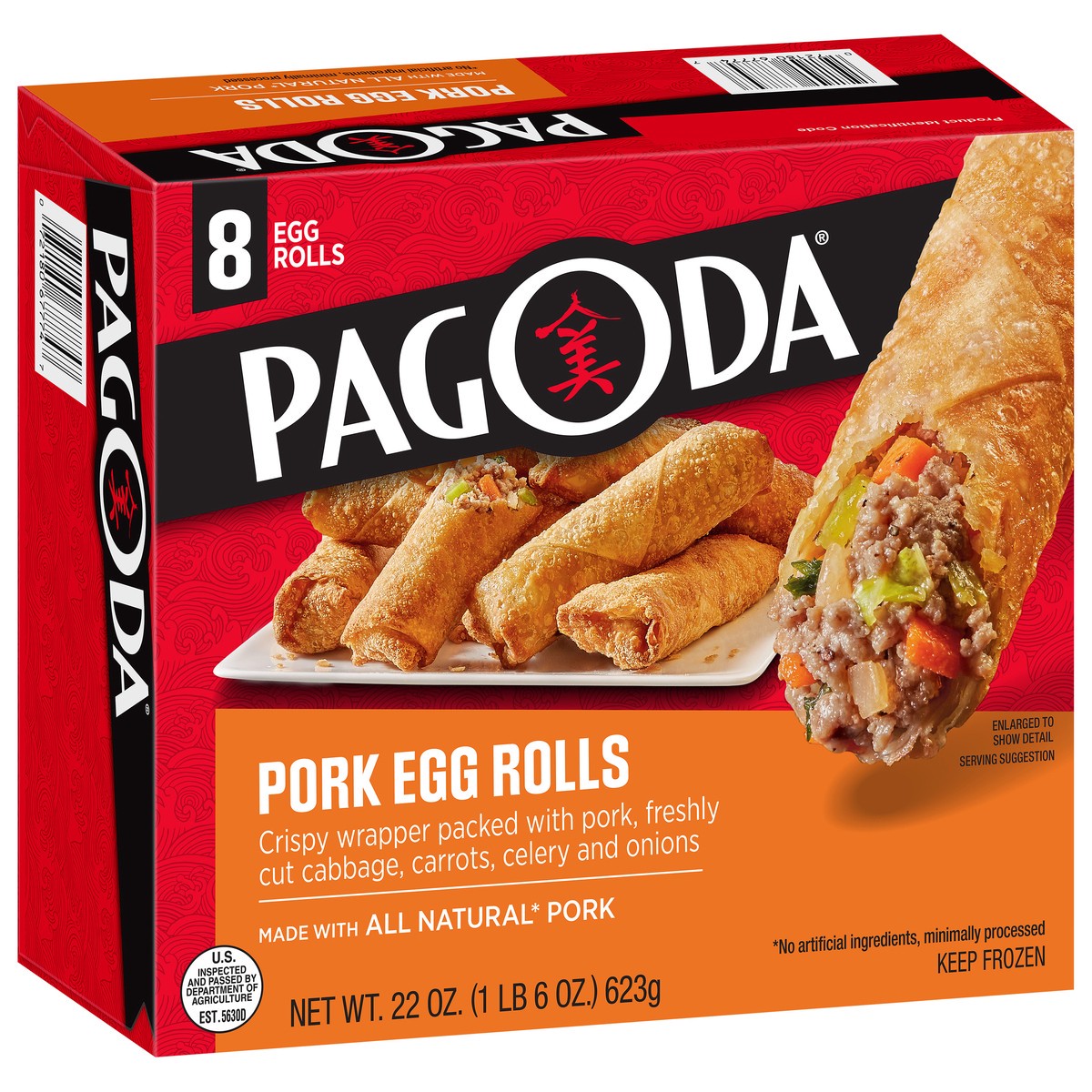 slide 8 of 9, Pagoda Crunchy Pork Egg Rolls with authentic seasoning, 8 ct