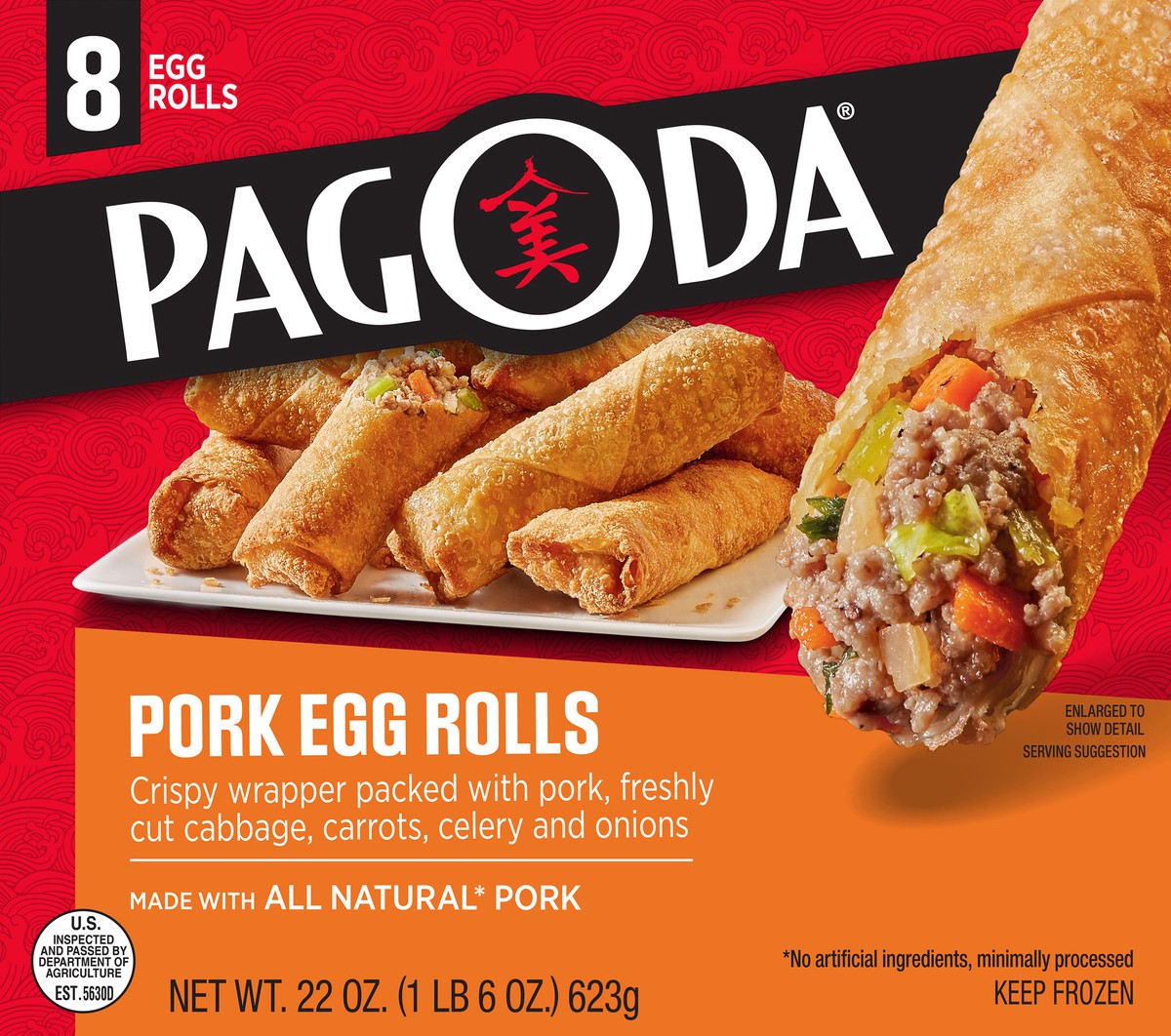 slide 9 of 9, Pagoda Crunchy Pork Egg Rolls with authentic seasoning, 8 ct