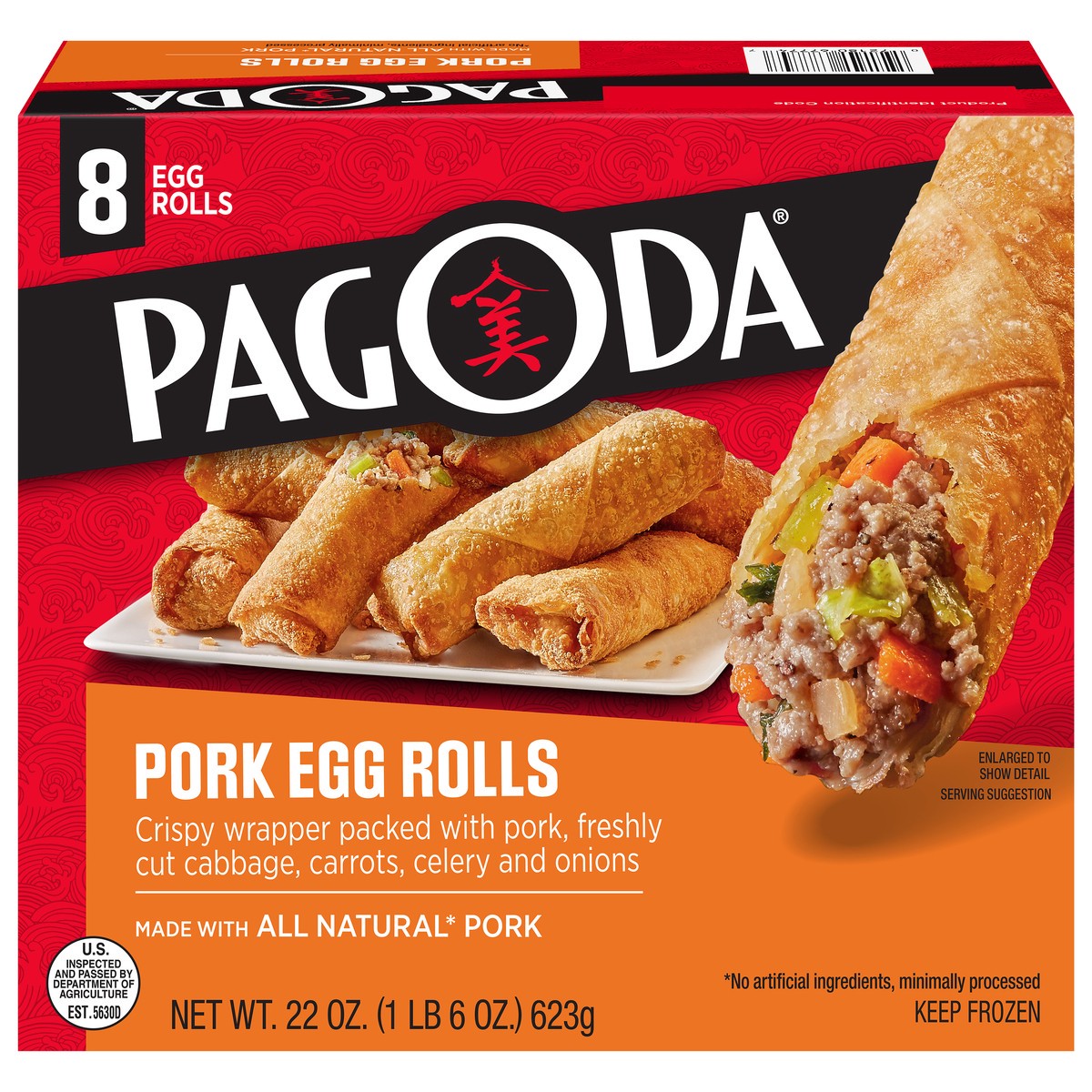slide 1 of 9, Pagoda Crunchy Pork Egg Rolls with authentic seasoning, 8 ct