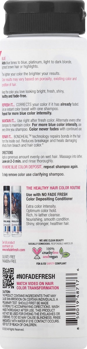 slide 2 of 11, No Fade Fresh Blue Blast Color Depositing Shampoo With Bondheal Bond Rebuilder, 6.4 oz