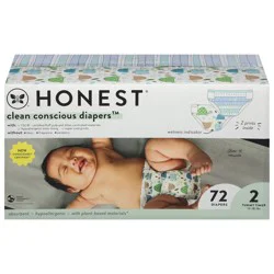 Honest Clean Conscious Diapers 2 Tummy Timer (12-18 lbs) Diapers Size 2 72 ea