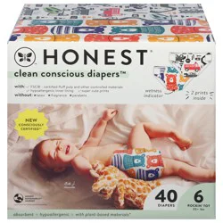 Honest Clean Conscious Diapers 6 Rockin' Tot 35+ lbs Diapers 40 ea