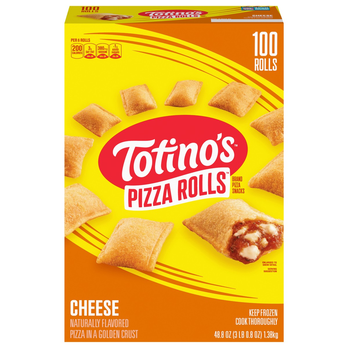slide 2 of 4, Totino's Pizza Rolls, Cheese Flavored, Frozen Snacks, 100 Ct, 48.8 oz, 100 ct