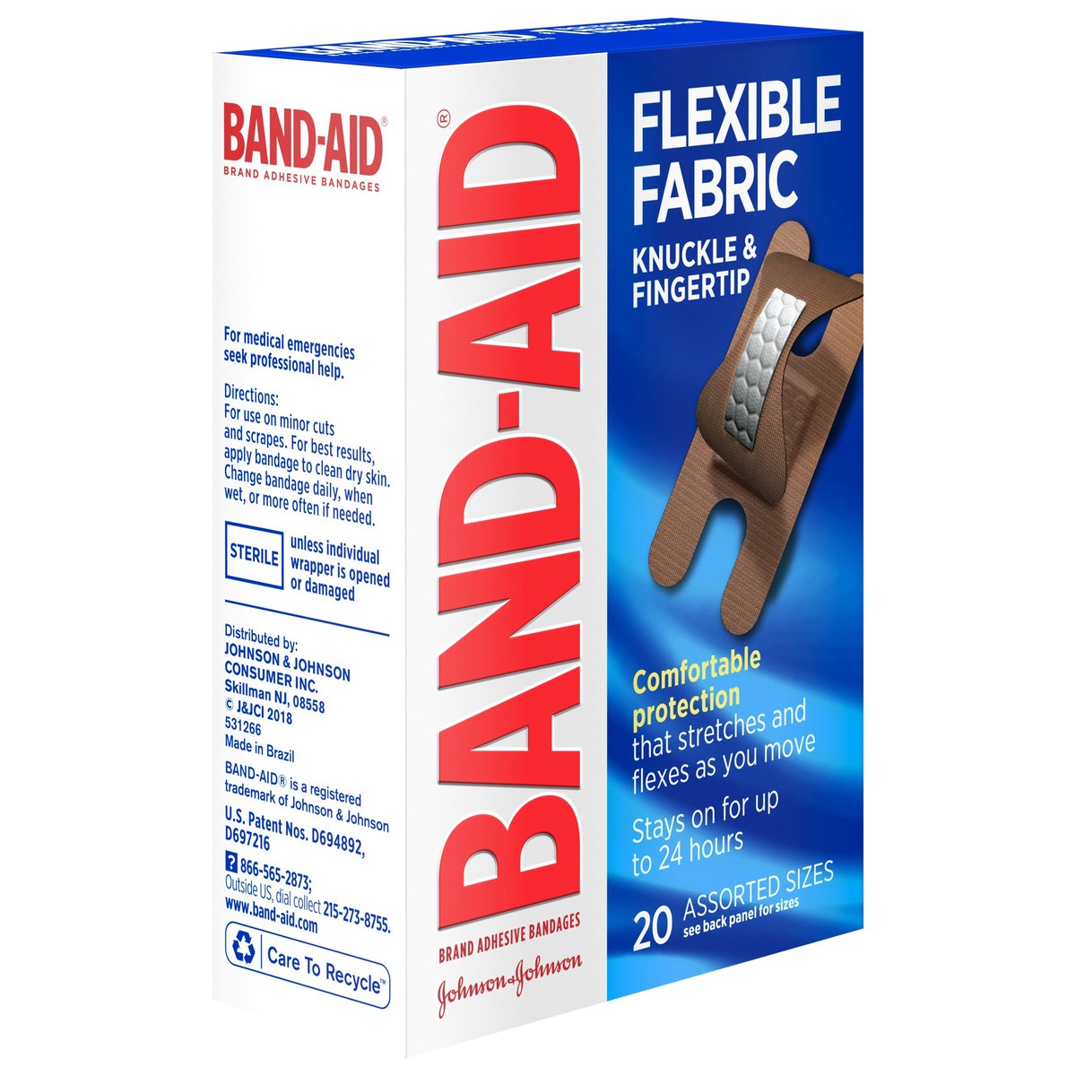 slide 2 of 7, BAND-AID Sterile Flexible Fabric Adhesive Bandages, For Protection & Wound Care of Minor Cuts & Burns, With Quilt-Aid Technology to Cushion Painful Wounds, Finger & Knuckle, 20 ct, 20 ct