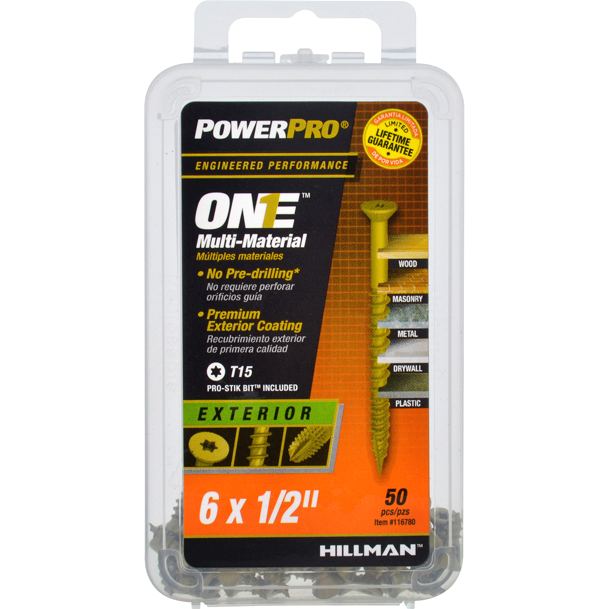 slide 1 of 5, PowerPro ONE Multi-Material Screw Exterior Flat Head Bronze-Plated #6 x 1/2'', 50 ct