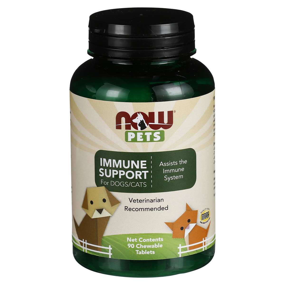 slide 1 of 2, NOW Pet Health, Immune Support Supplement, Formulated for Cats & Dogs, NASC Certified, 90 Chewable Tablets, 90 ct