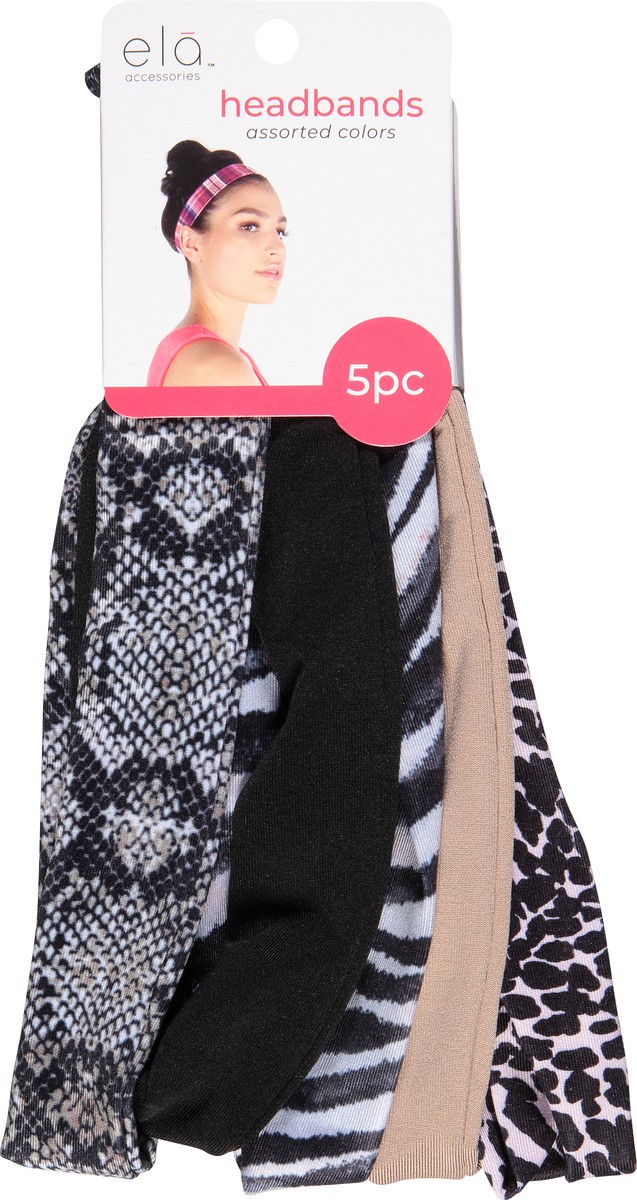 slide 10 of 10, Ela Assorted Colors Headbands 5 ea, 5 ct