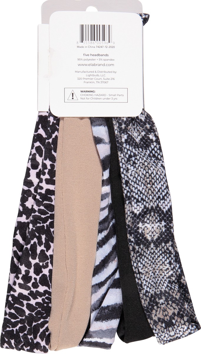 slide 6 of 10, Ela Assorted Colors Headbands 5 ea, 5 ct