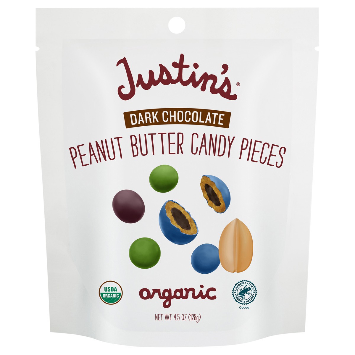slide 2 of 11, Justin's Justin’s Organic Dark Chocolate Peanut Butter Candy Pieces, 4.5oz, 4.5 oz