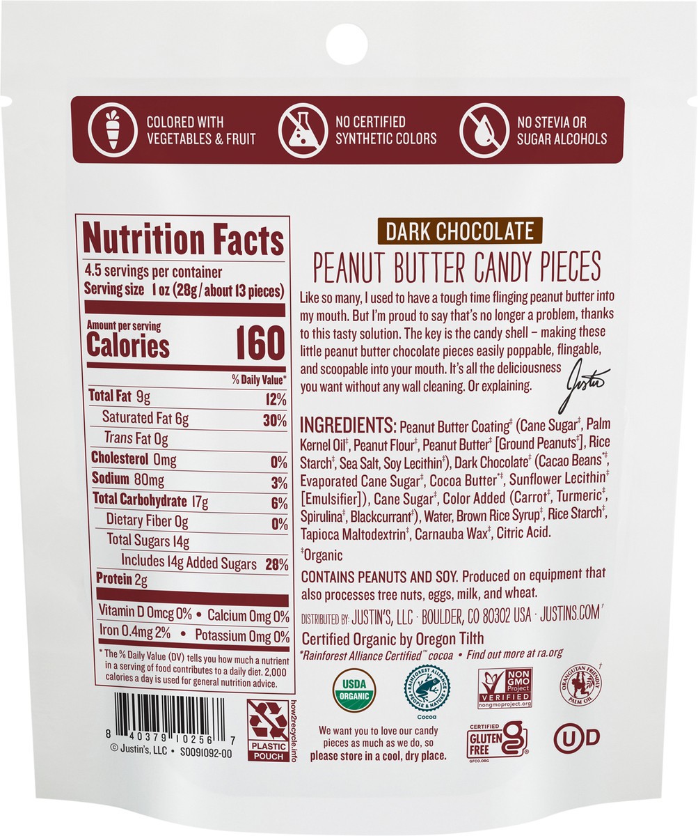 slide 10 of 11, Justin's Justin’s Organic Dark Chocolate Peanut Butter Candy Pieces, 4.5oz, 4.5 oz