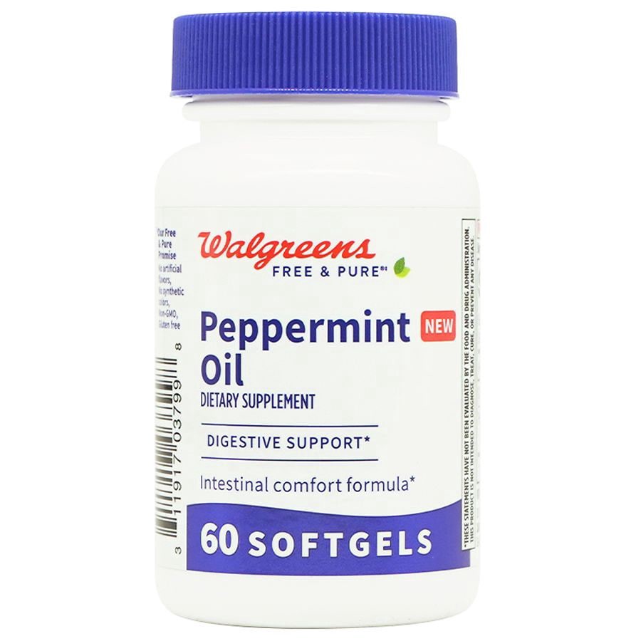 slide 1 of 3, Walgreens Free & Pure Peppermint Oil Softgels, 60 ct