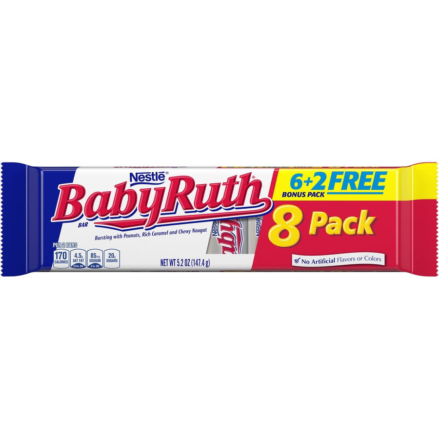 slide 1 of 1, Baby Ruth Candy Bars, 8 ct