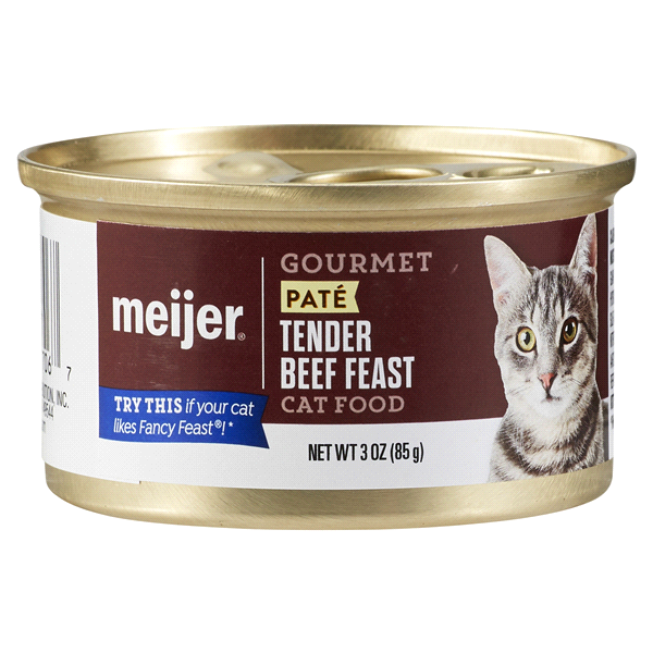 slide 1 of 1, Meijer Gourmet Pate' Tender Beef Feast Cat Food, 3 oz