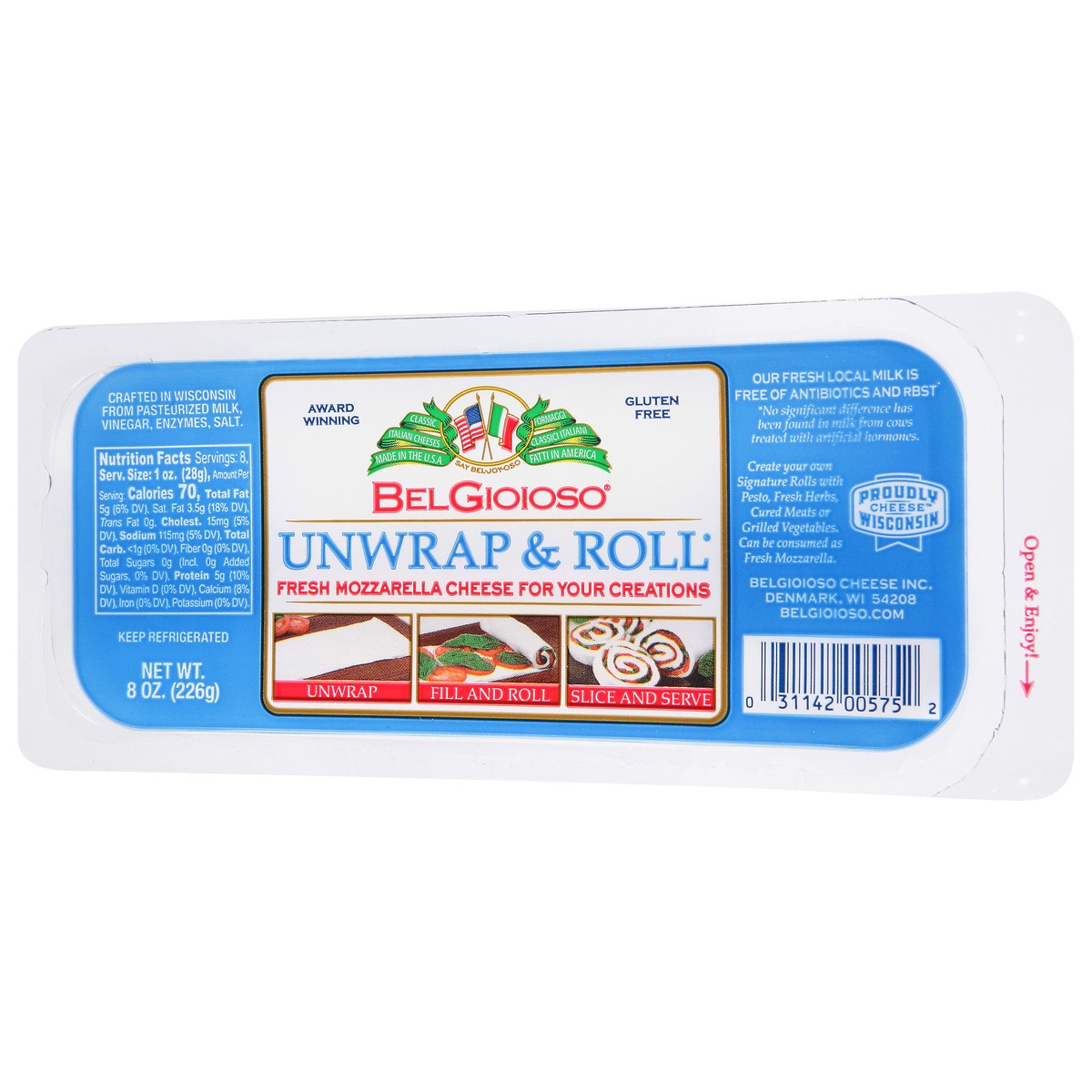 slide 2 of 12, Belgioioso Unrap & Roll Mozzarella, 8 oz