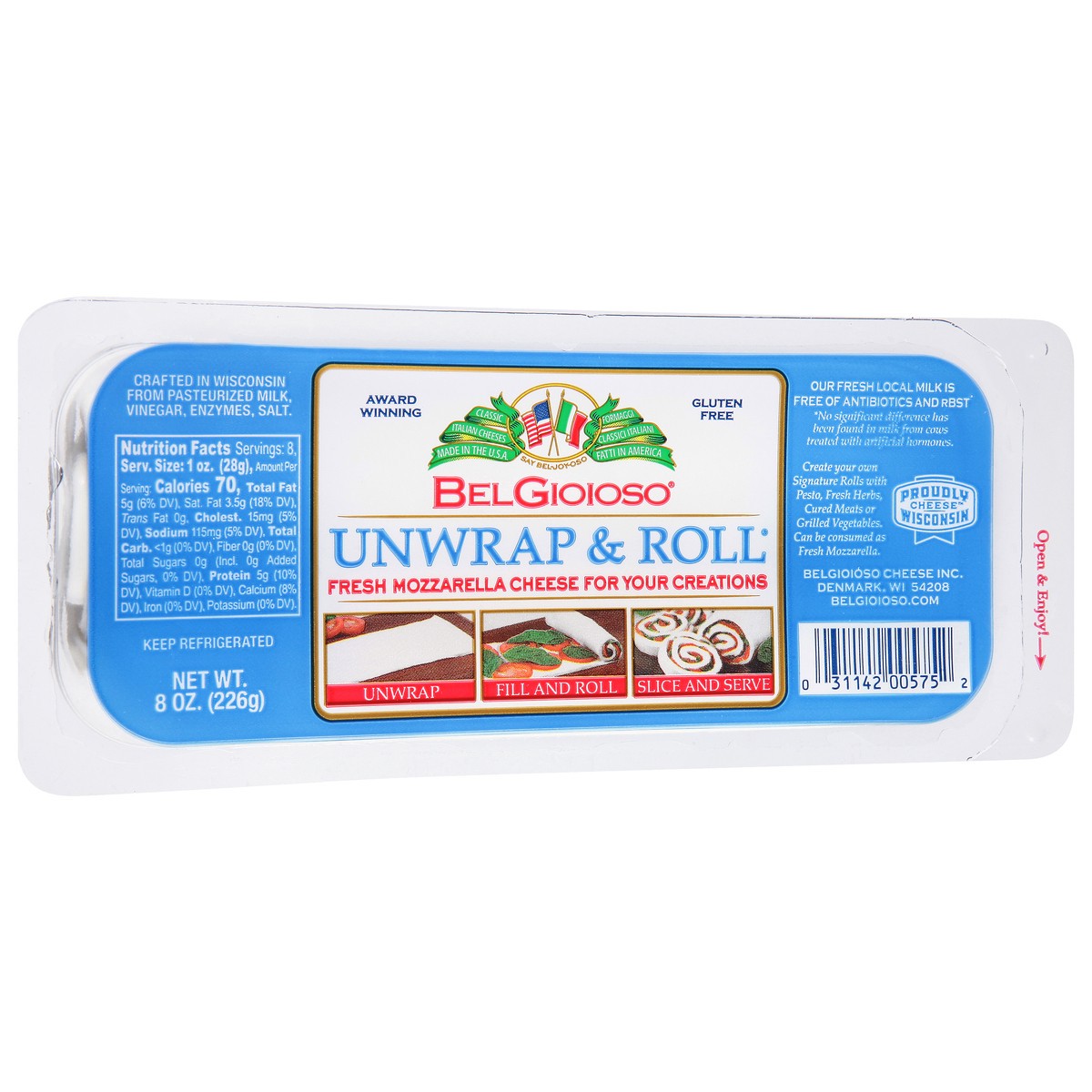 slide 6 of 12, Belgioioso Unrap & Roll Mozzarella, 8 oz