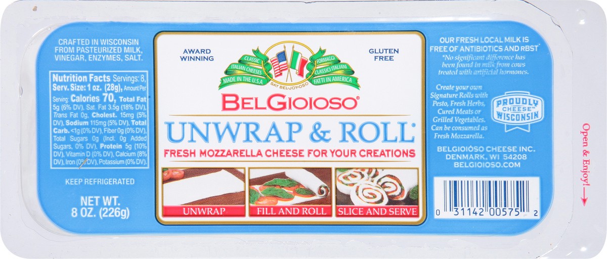 slide 10 of 12, Belgioioso Unrap & Roll Mozzarella, 8 oz