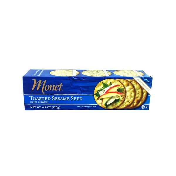 slide 1 of 1, Monet Toasted Sesame Seed Water Crackers, 4.4 oz